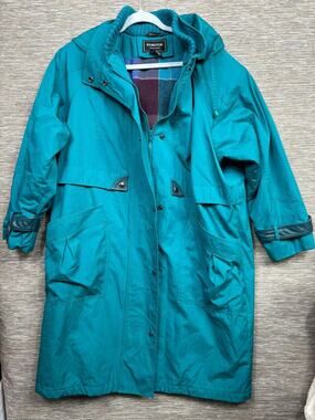 Vintage Komitor Parka Coat Womens 18W Green Hooded Long Lined Made In Korea